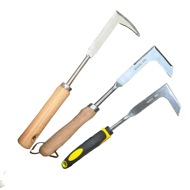 Fugenkratzer mit Holzgriff aus Edelstahl, Unkrautentferner fur Pflasterfugen, Terrassen und Gartenwege