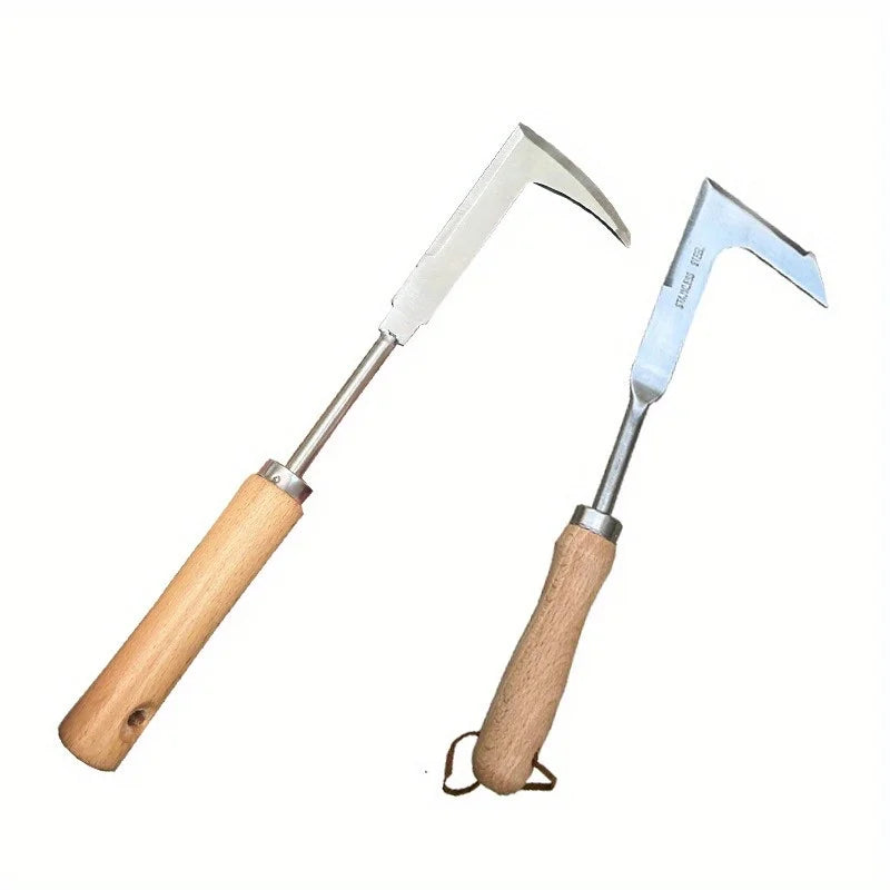 Fugenkratzer mit Holzgriff aus Edelstahl, Unkrautentferner fur Pflasterfugen, Terrassen und Gartenwege