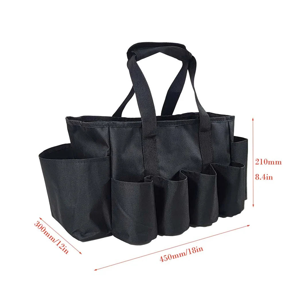 Gartentasche aus 600D Oxford-Gewebe, Werkzeugtasche mit Tragegriff und 7 Außentaschen, Organizer fur Gartenwerkzeuge