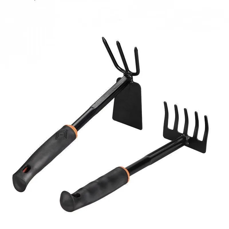 2-in-1 Gartenhacke und Handrechen aus Eisen, Handwerkzeug zum Lockern der Erde und Entfernen von Unkraut