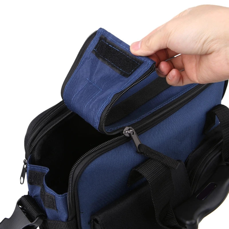 Werkzeugtasche mit Schultergurt aus 600D Oxford-Gewebe, Tragbare Werkzeugtasche mit Reflektierendem Streifen und Aufbewahrungsfächern