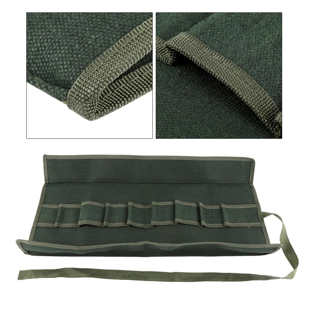 Werkzeug-Rolltasche aus Canvas mit 10 Fächern, Faltbare Aufbewahrungstasche fur Garten- und Handwerkzeuge