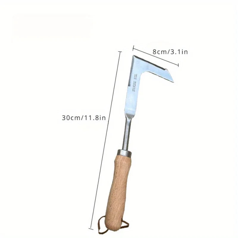 Fugenkratzer mit Holzgriff aus Edelstahl, Unkrautentferner fur Pflasterfugen, Terrassen und Gartenwege