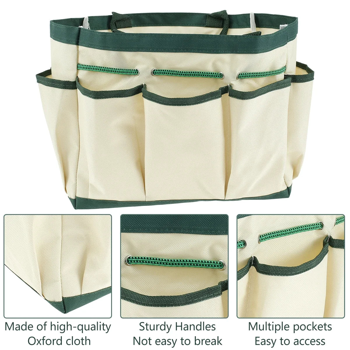 Werkzeugtasche aus 600D Oxford-Gewebe, Mehrzweck Gartentasche mit Mehreren Fächern, 12 L Aufbewahrungstasche fur Gartenwerkzeuge